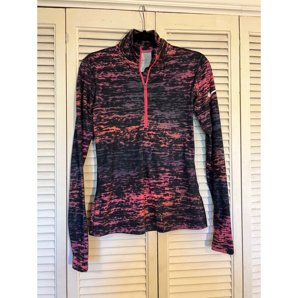 Nike Dri Fit 1/2 Zip Purple Ink Striped Pullover; Size Small
